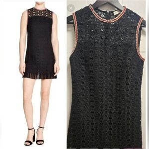 Sandro Black Sleeveless Lace Dress Size 38 European Or 4-6 Us